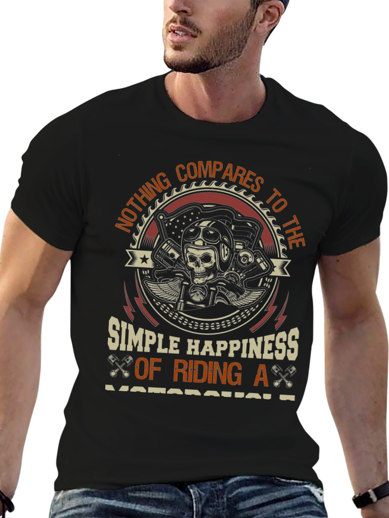 Motorcycle Rider T-Shirt - Simple Happiness Design