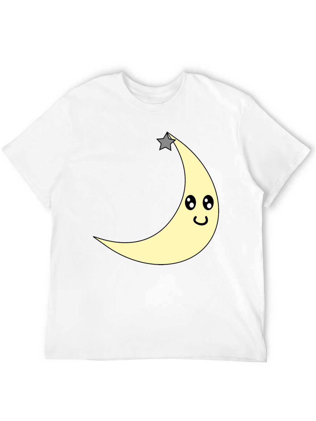 Cute Moon & Star Graphic T-Shirt - Black