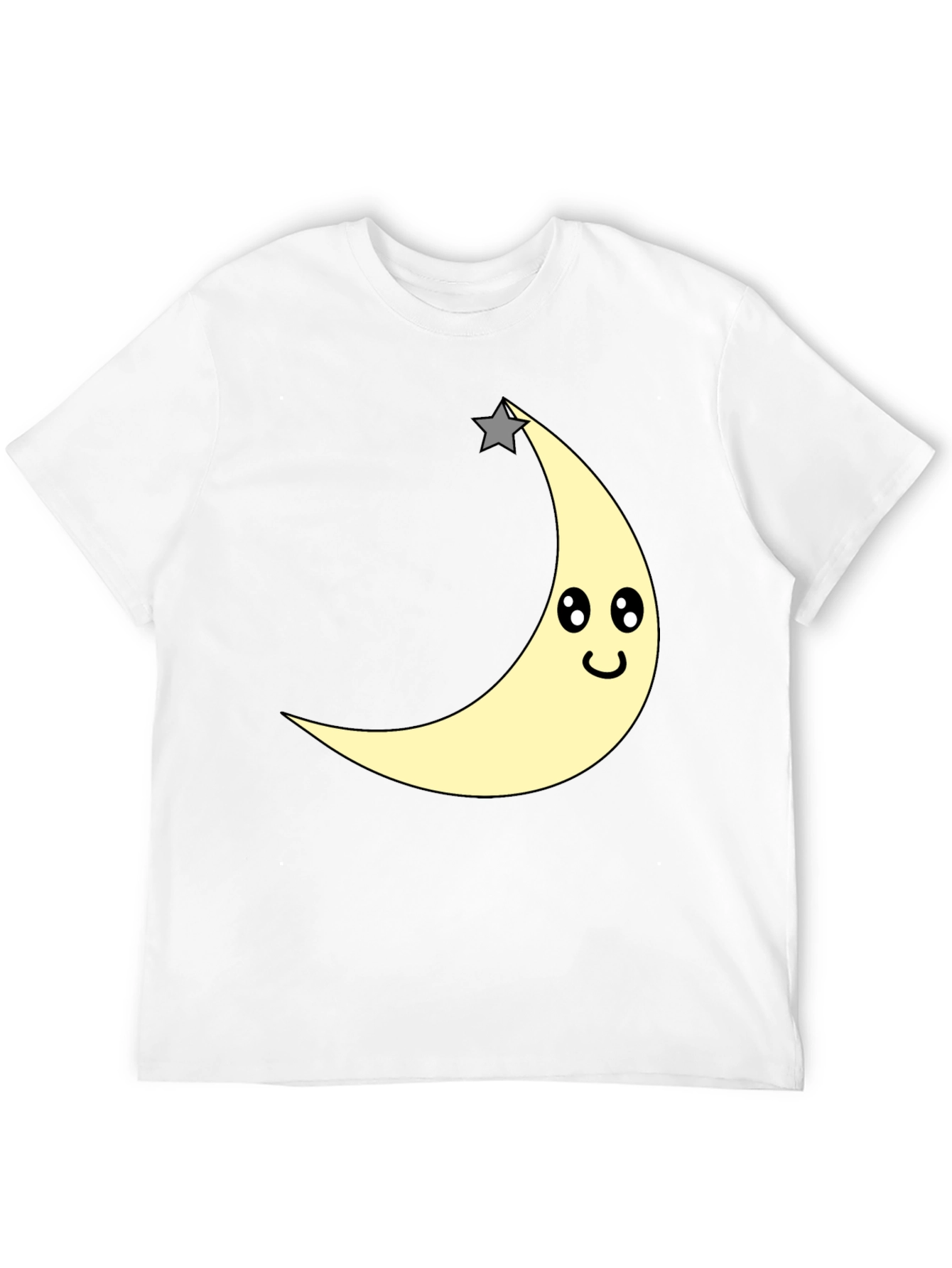 Cute Moon & Star Graphic T-Shirt - Black