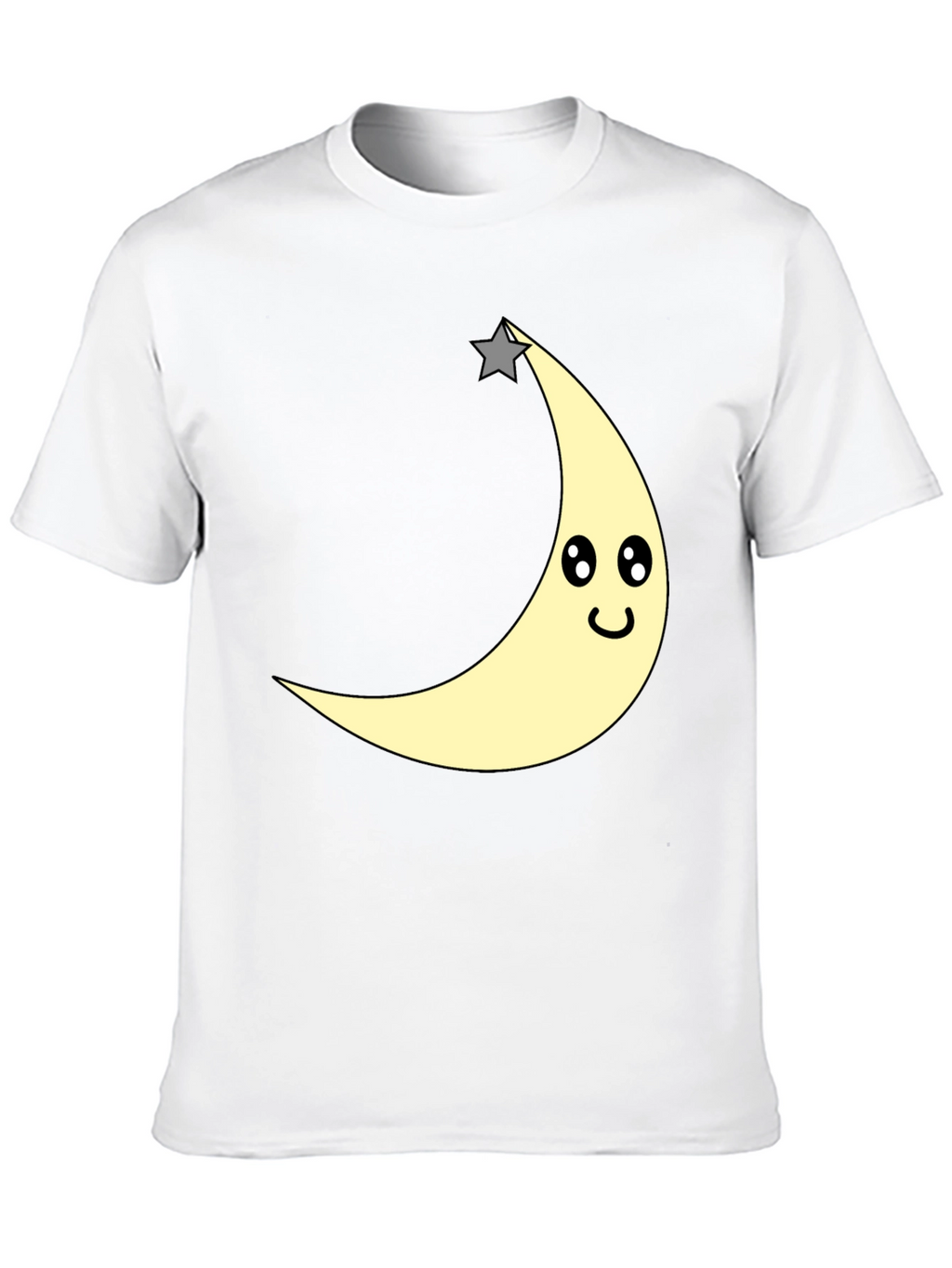 Cute Moon & Star Graphic T-Shirt - Black