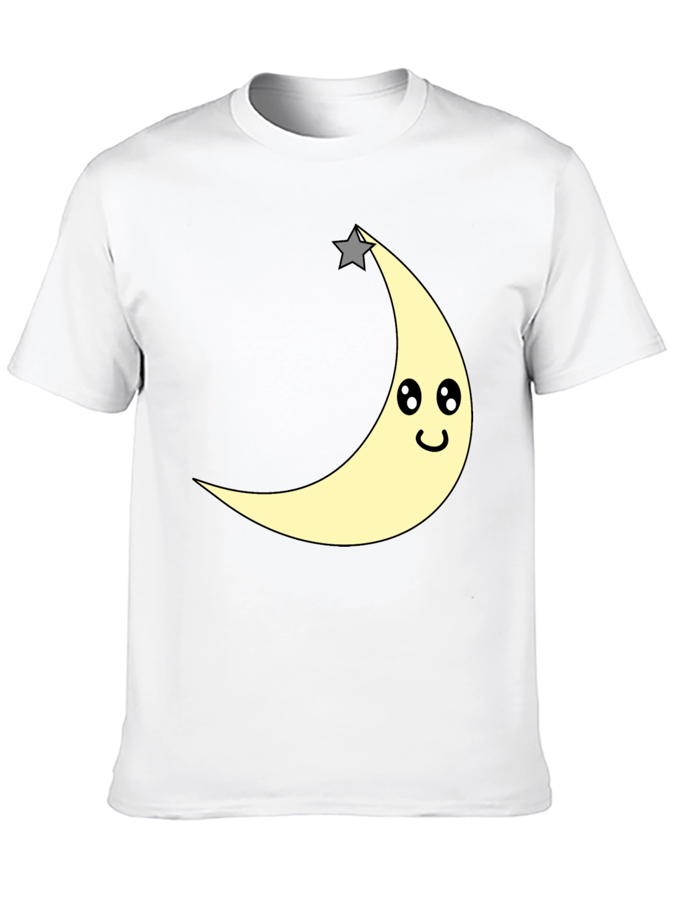 Cute Moon & Star Graphic T-Shirt - Black