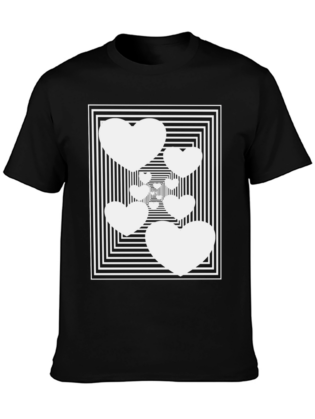 Optical Heart Illusion Black T-Shirt