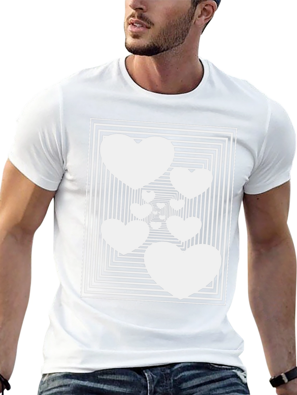 Optical Heart Illusion Black T-Shirt