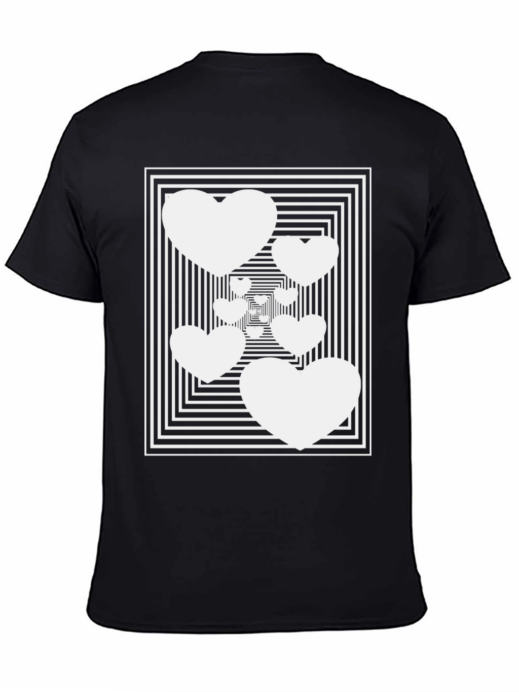 Optical Heart Illusion Black T-Shirt