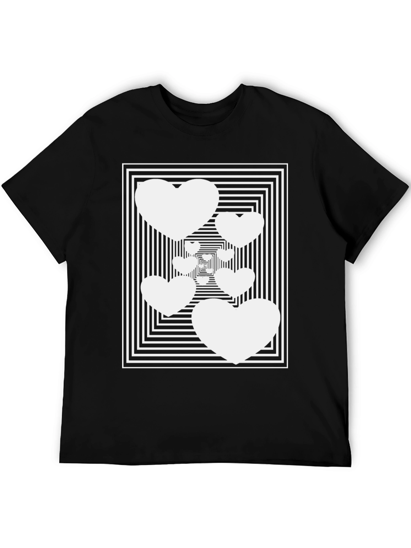 Optical Heart Illusion Black T-Shirt