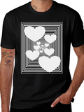 Optical Heart Illusion Black T-Shirt