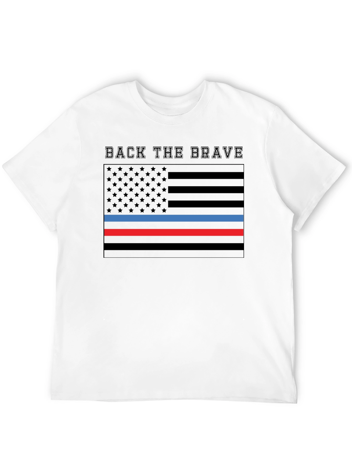 Back the Brave American Flag Thin Line T-Shirt