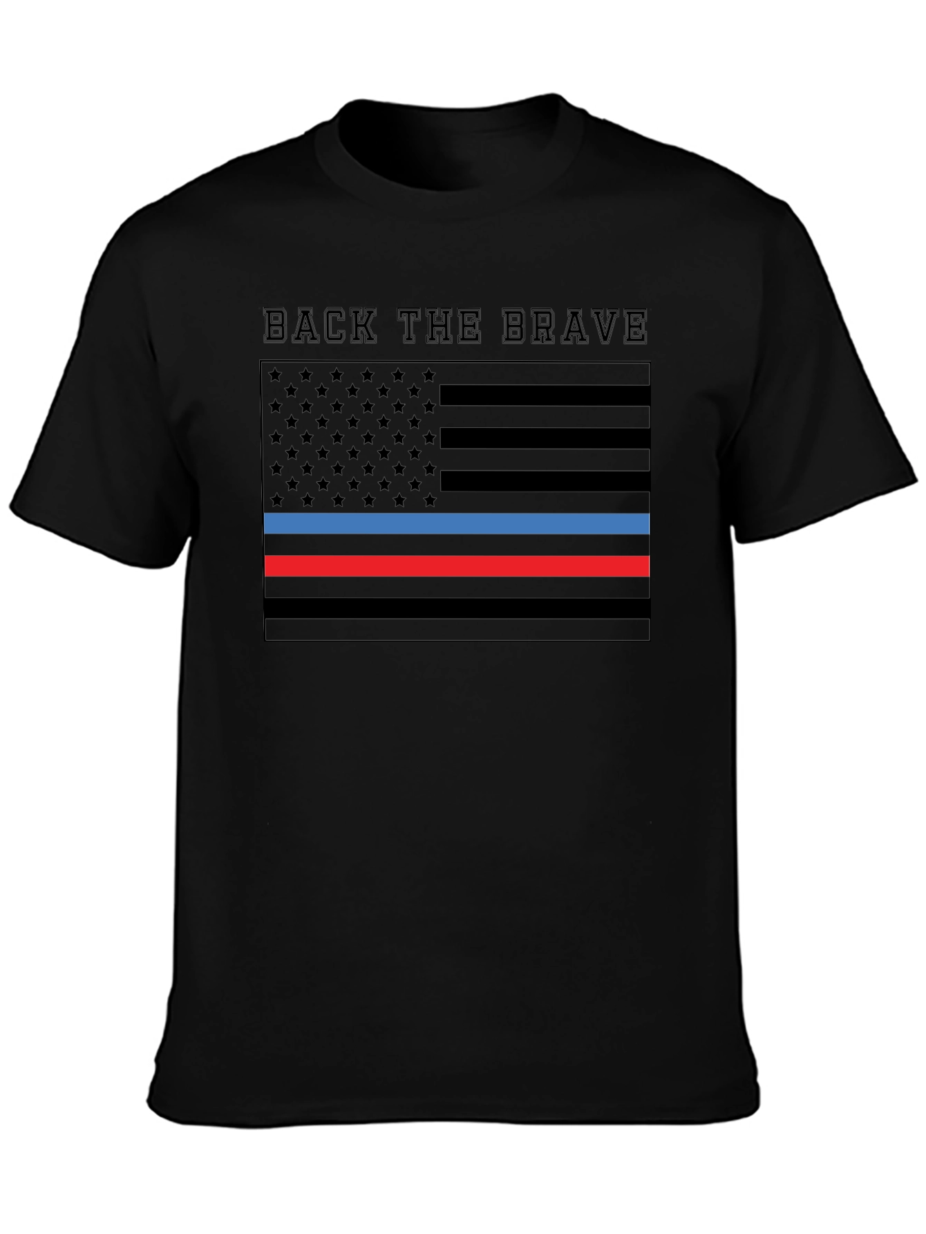 Back the Brave American Flag Thin Line T-Shirt