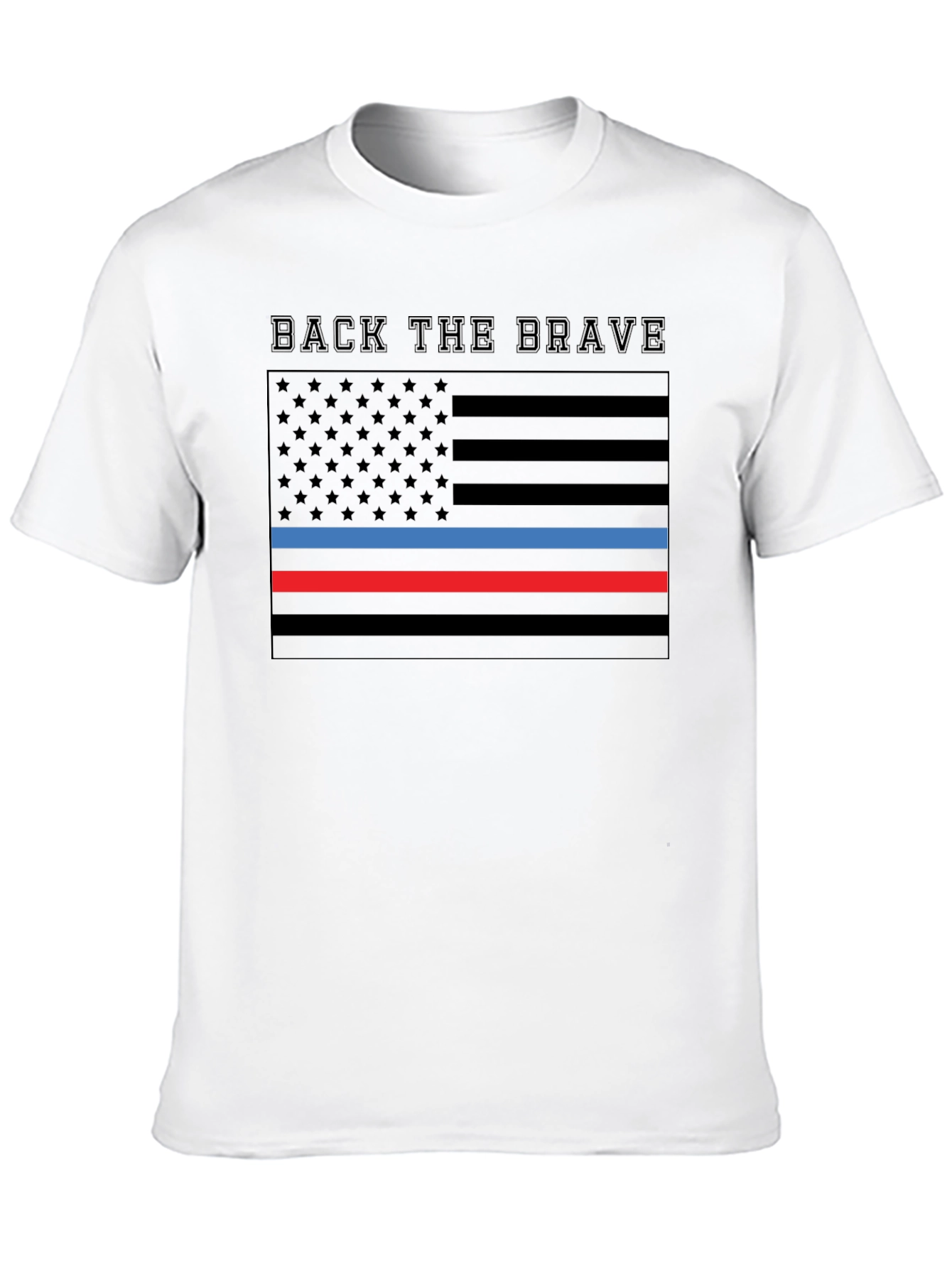 Back the Brave American Flag Thin Line T-Shirt