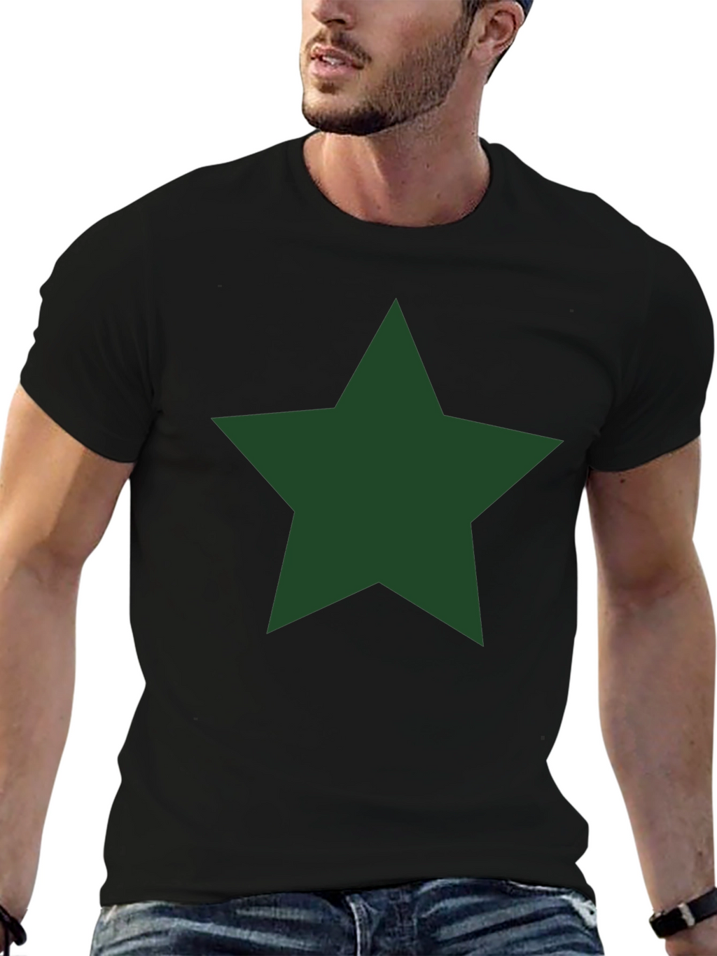 Star Graphic Tee - Classic Crew Neck Black T-Shirt