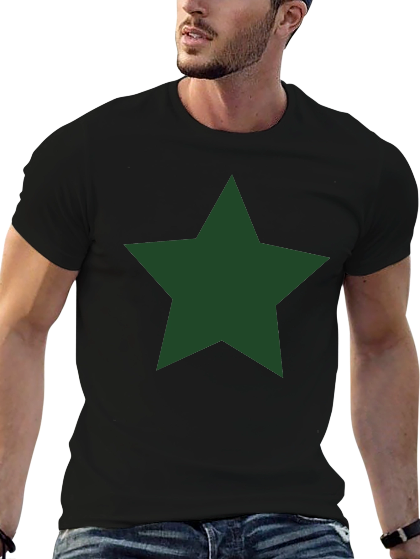 Star Graphic Tee - Classic Crew Neck Black T-Shirt