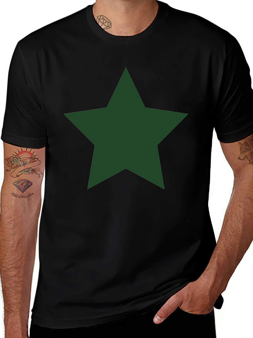 Star Graphic Tee - Classic Crew Neck Black T-Shirt