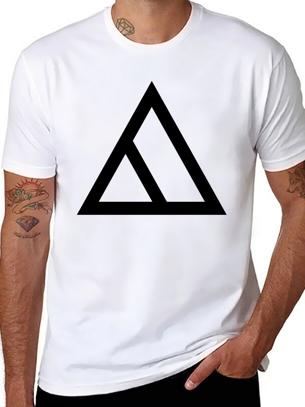 Modern Triangle Graphic Black T-Shirt
