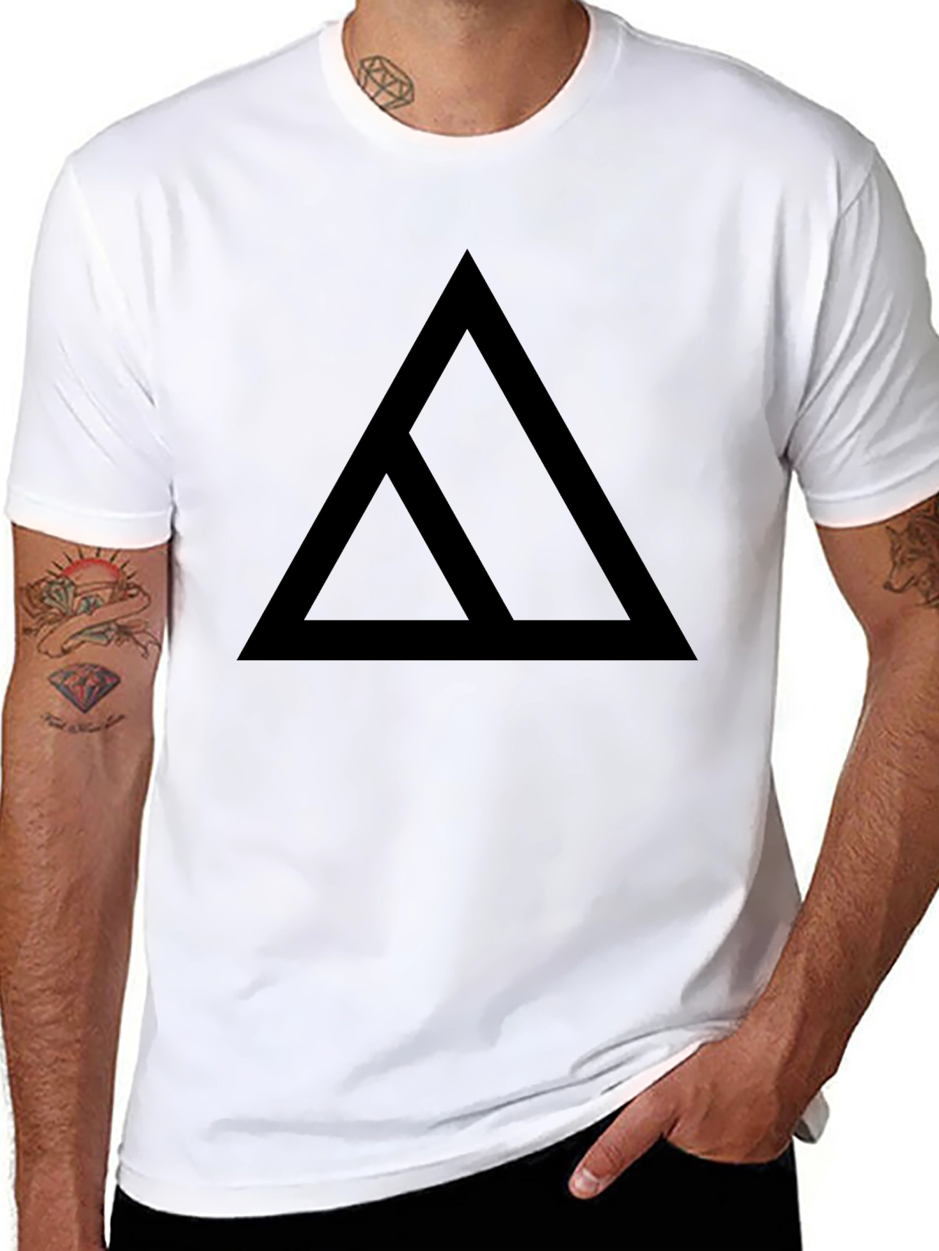 Modern Triangle Graphic Black T-Shirt