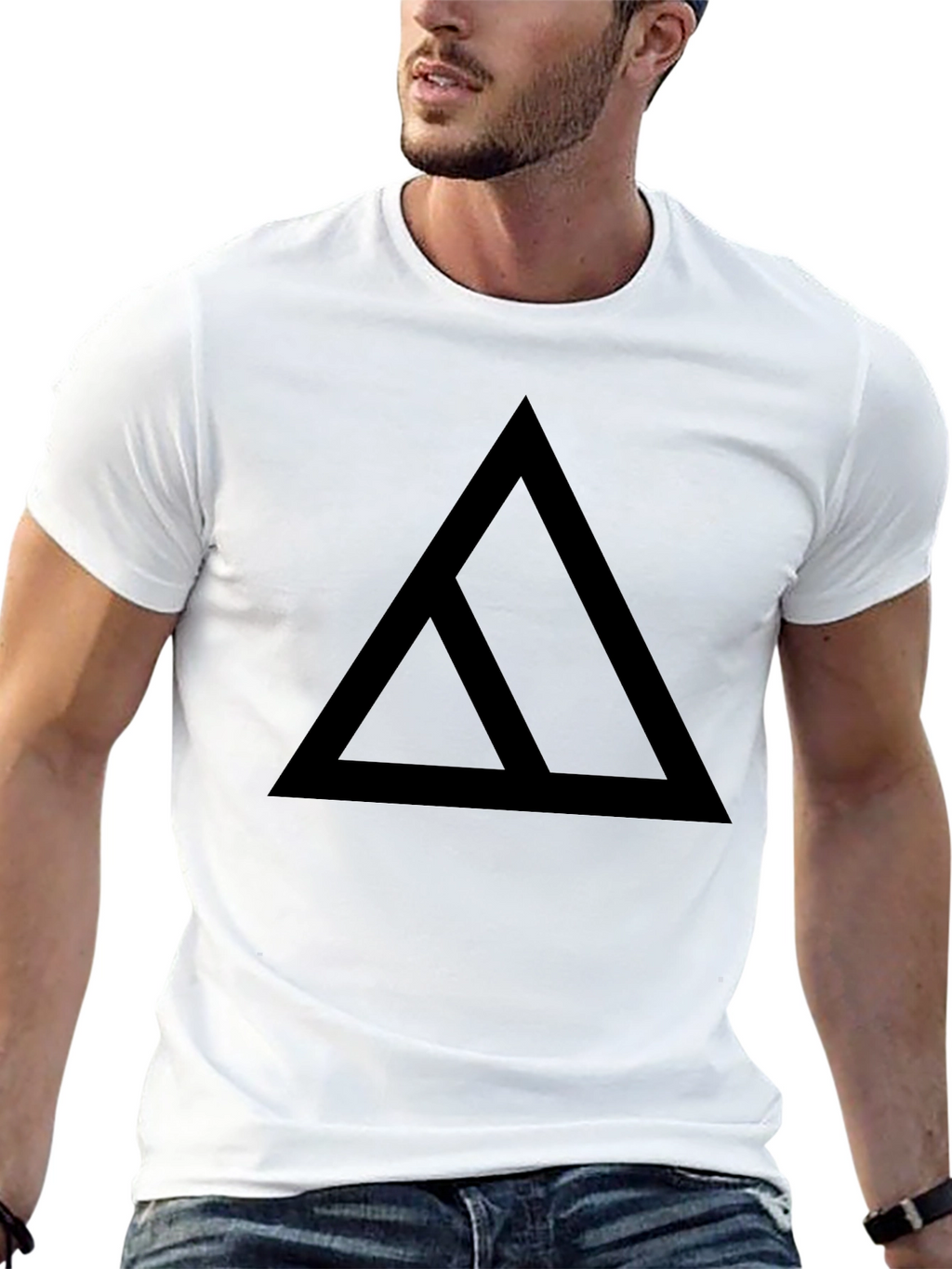 Modern Triangle Graphic Black T-Shirt