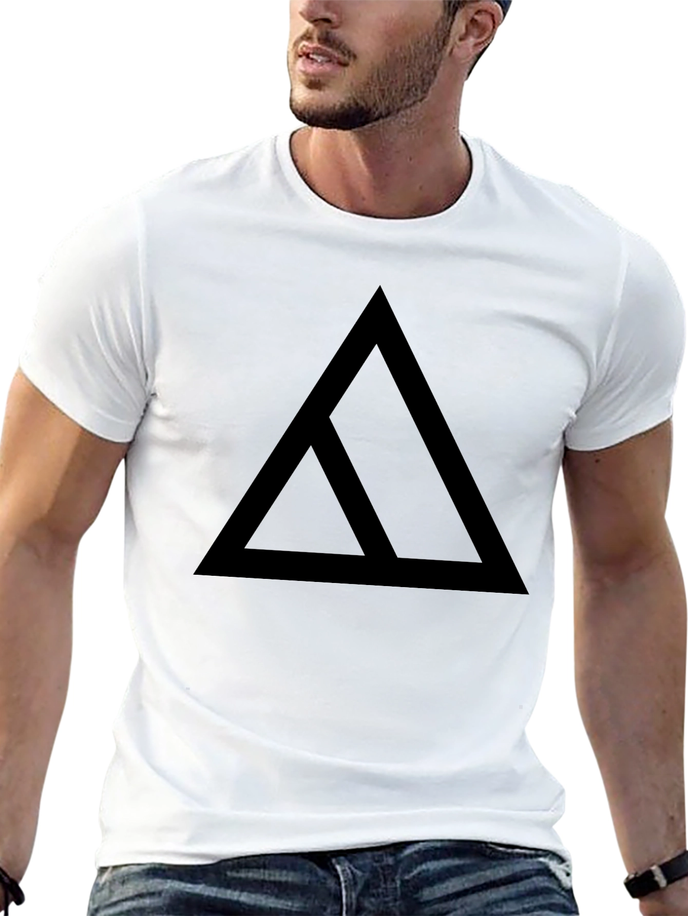 Modern Triangle Graphic Black T-Shirt