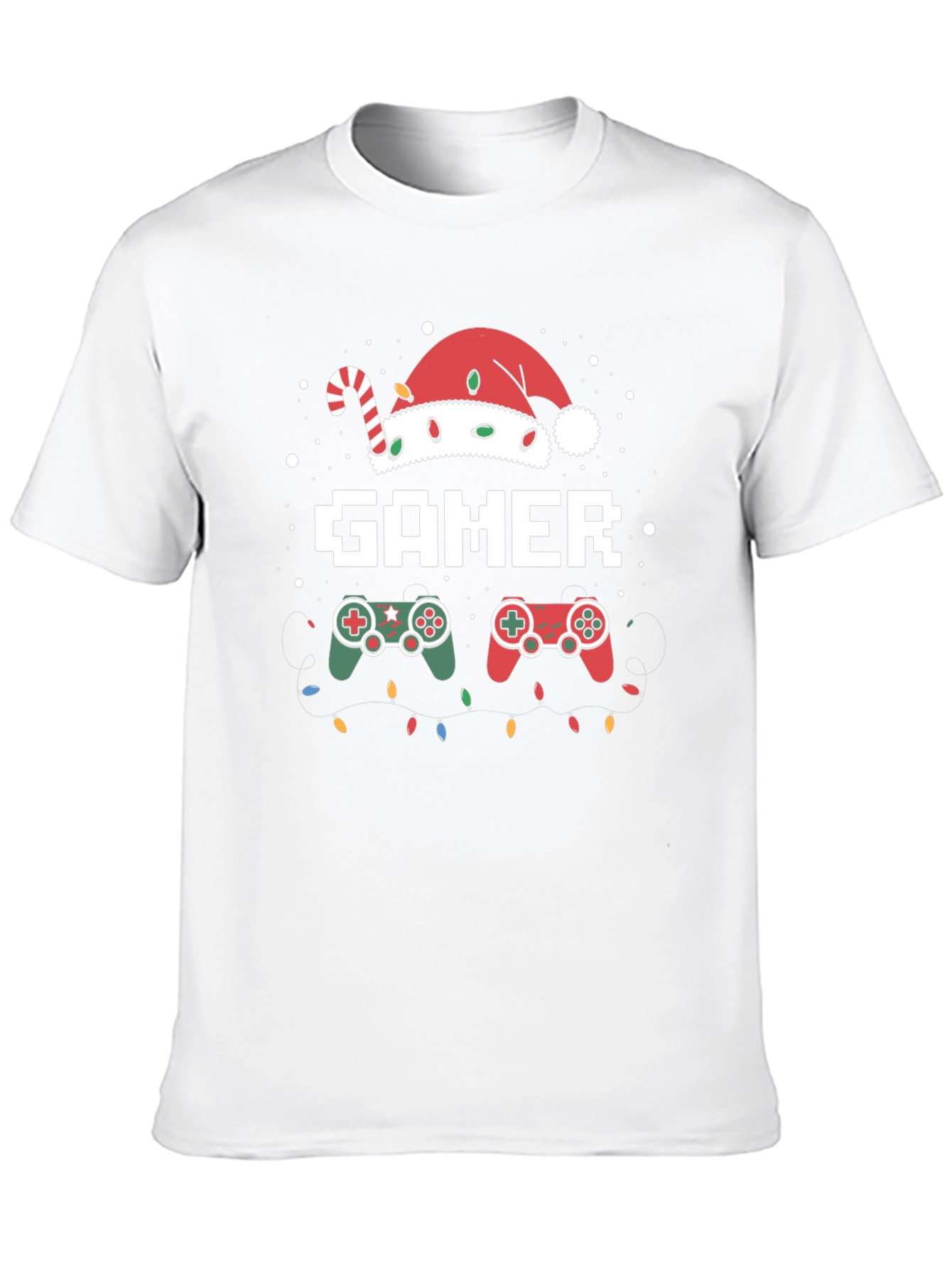 Gamer Christmas T-Shirt with Santa Hat