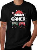 Gamer Christmas T-Shirt with Santa Hat