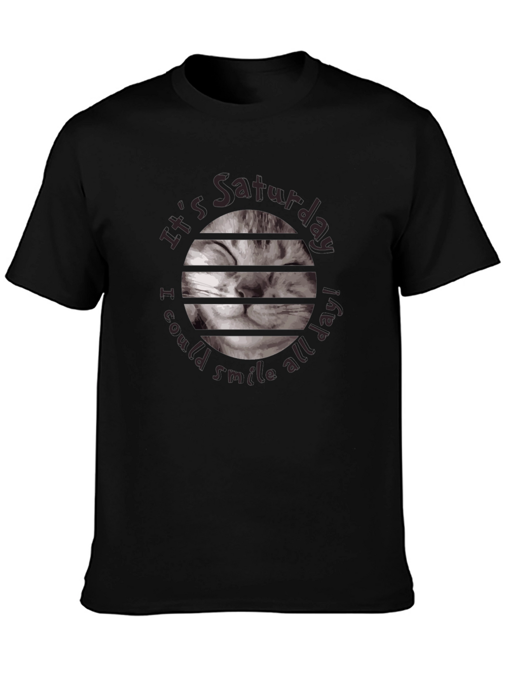 Saturday Cat Smile T-Shirt - Black