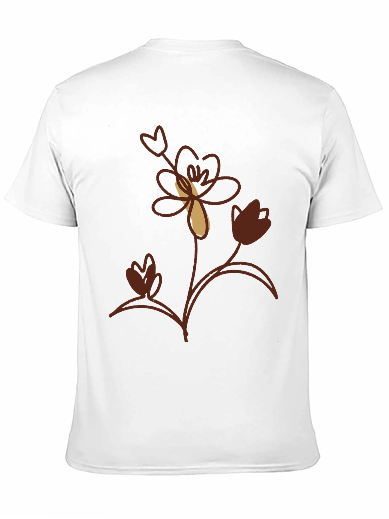 Floral Print Mens Black T-Shirt