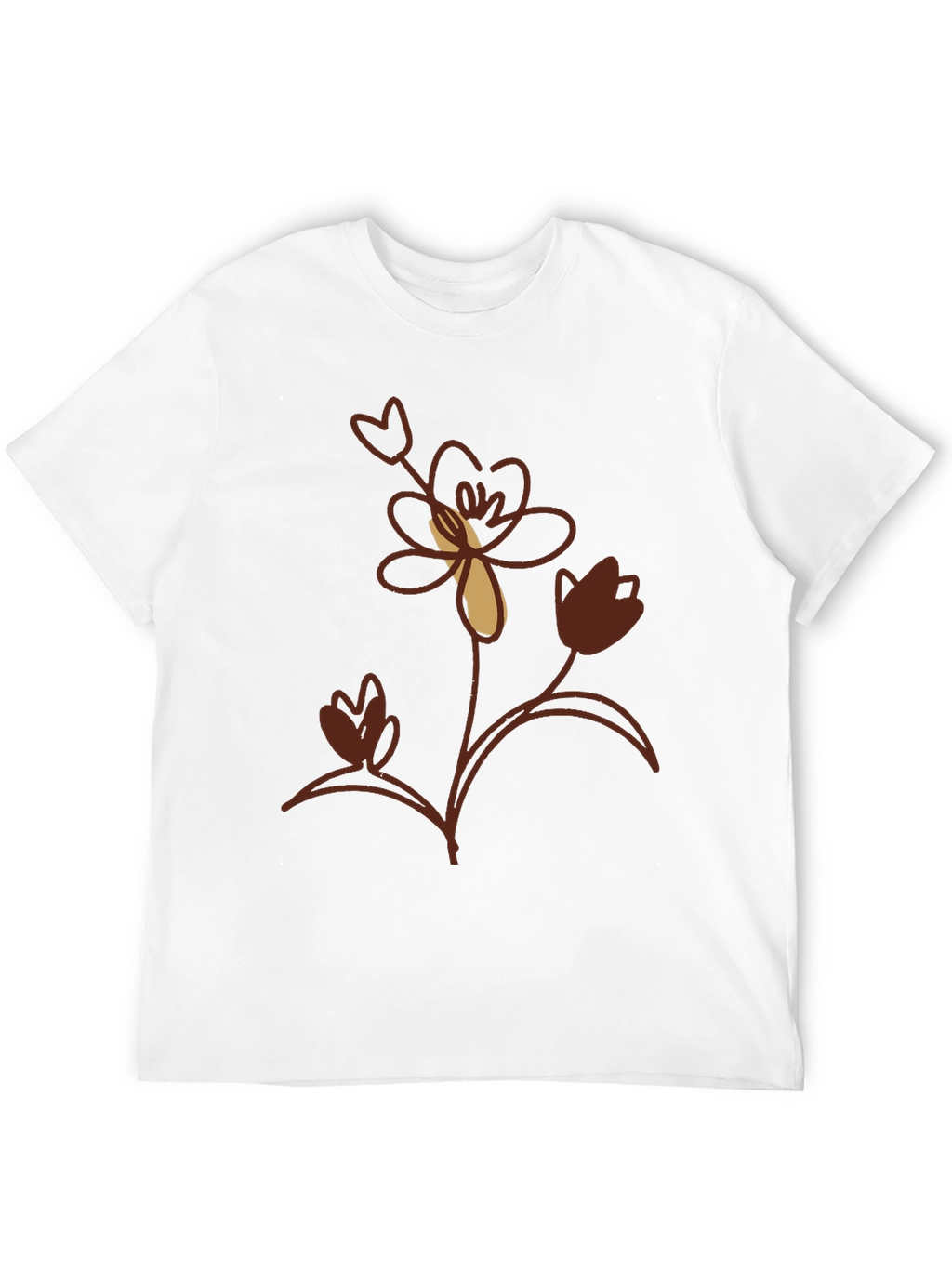 Floral Print Mens Black T-Shirt