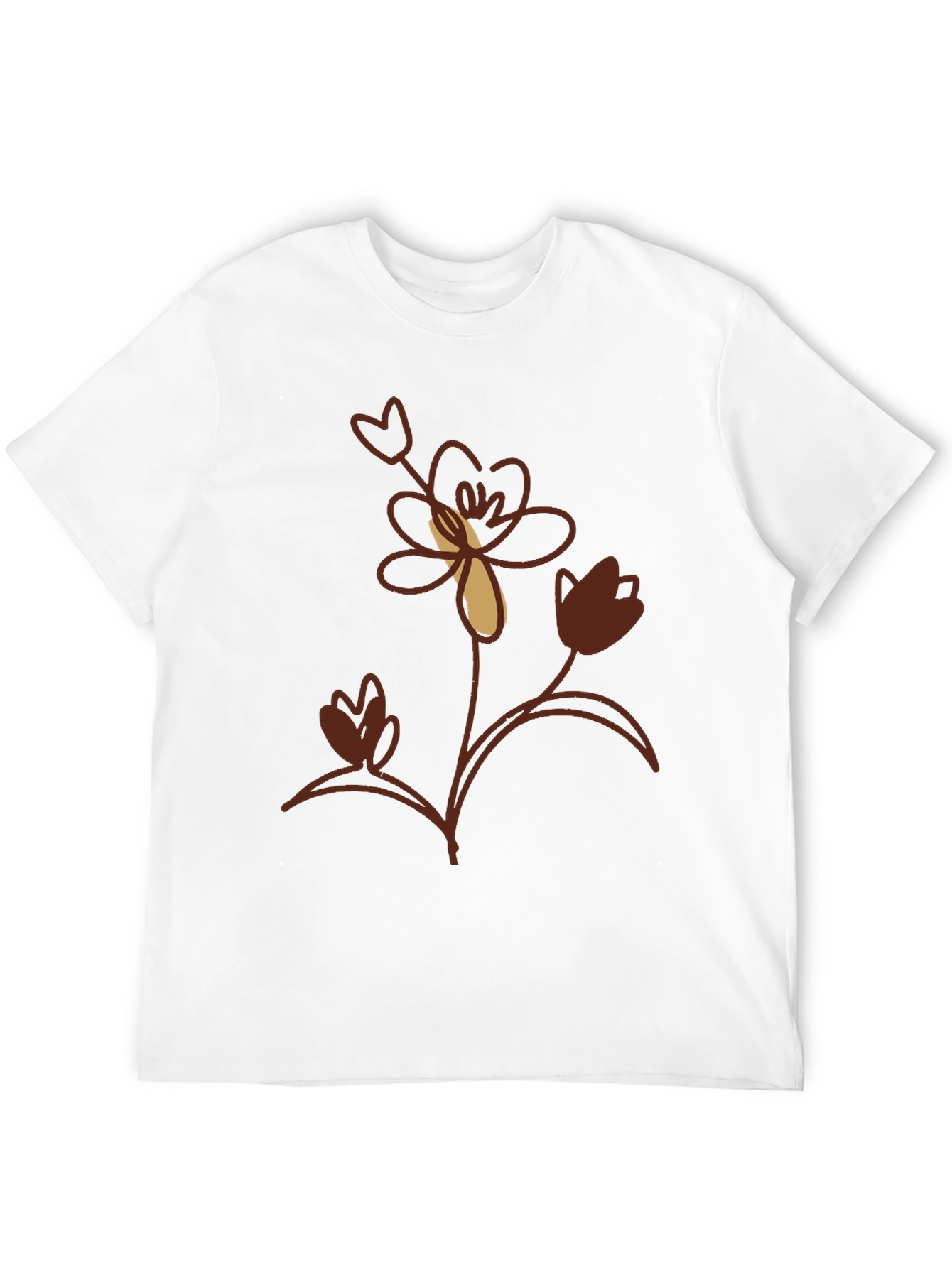 Floral Print Mens Black T-Shirt