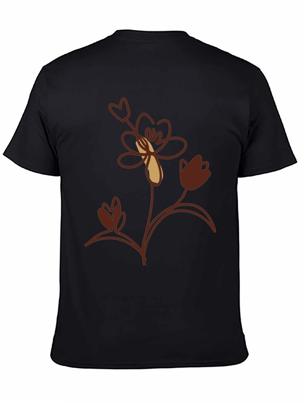 Floral Print Mens Black T-Shirt