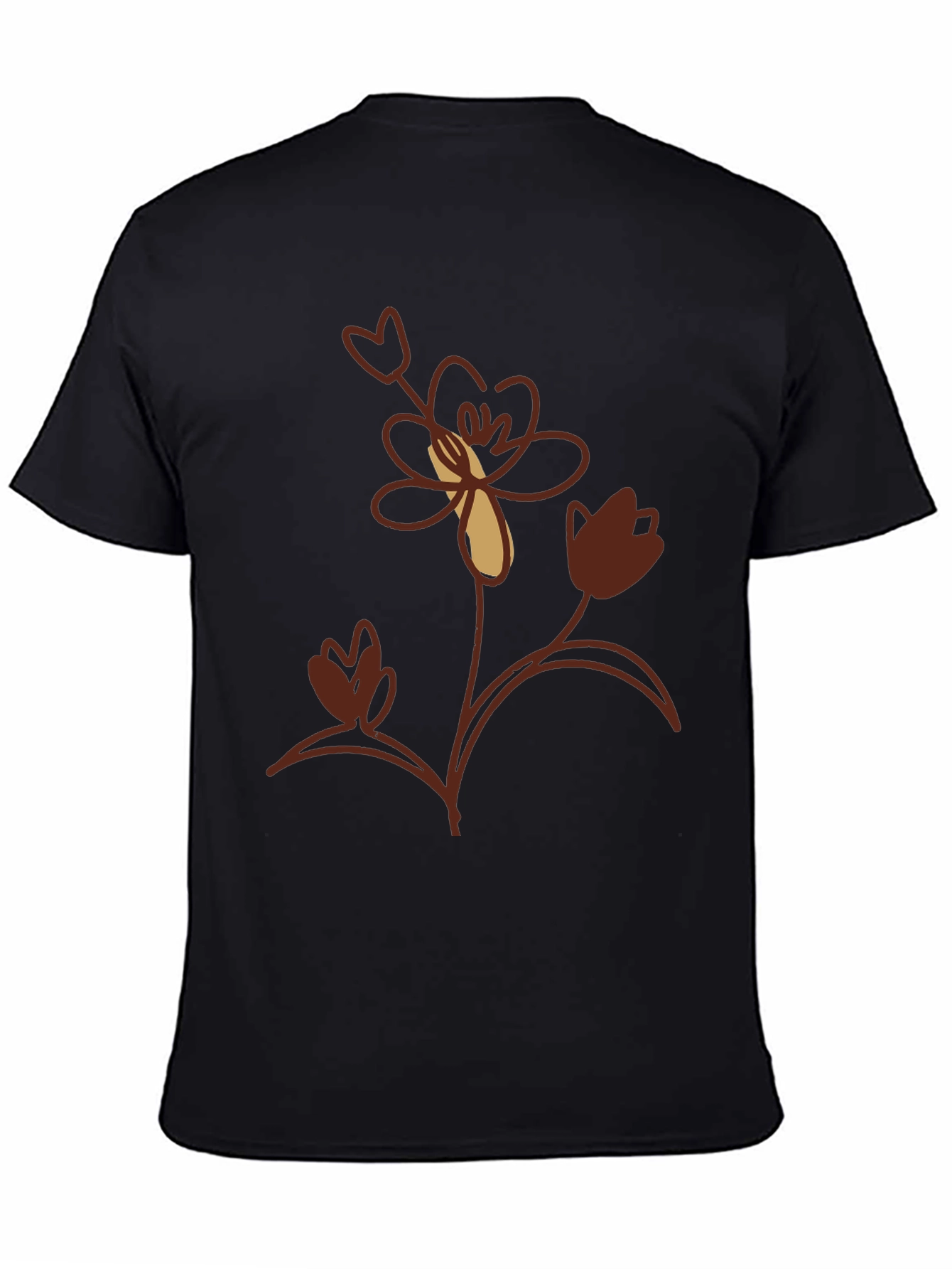 Floral Print Mens Black T-Shirt