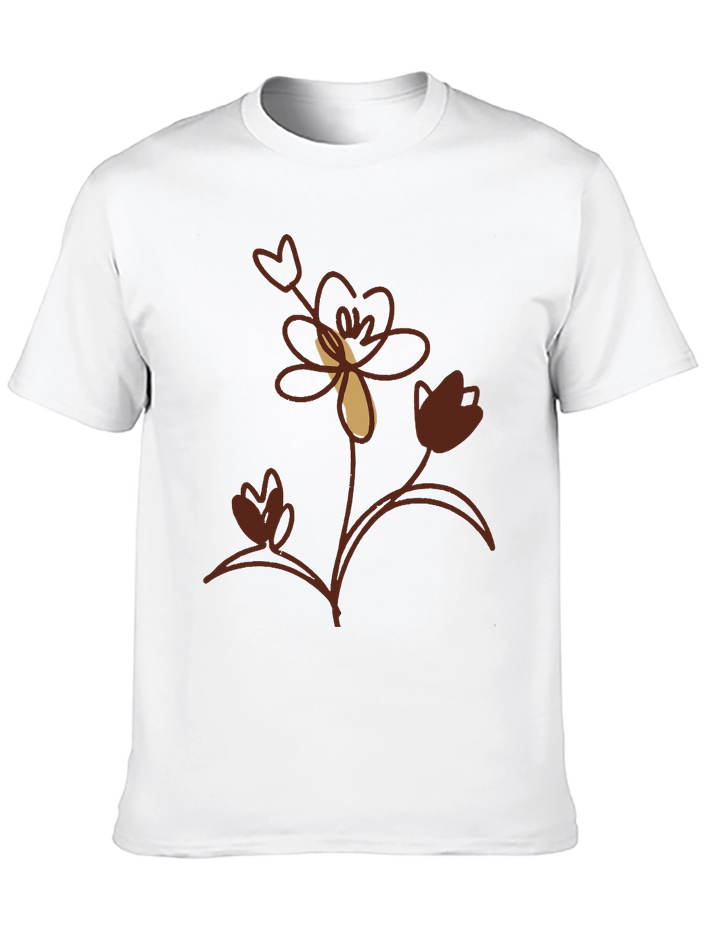 Floral Print Mens Black T-Shirt