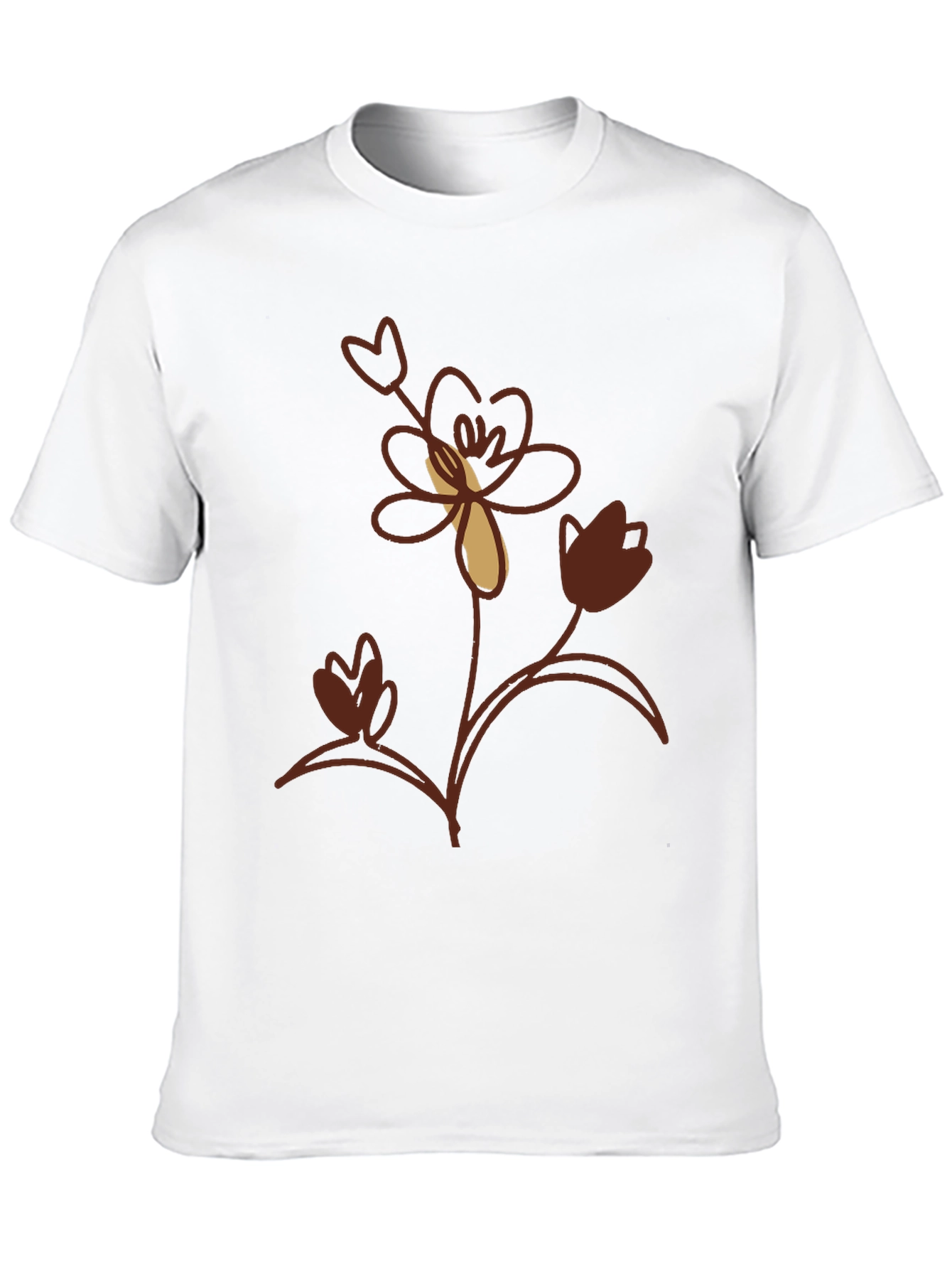 Floral Print Mens Black T-Shirt