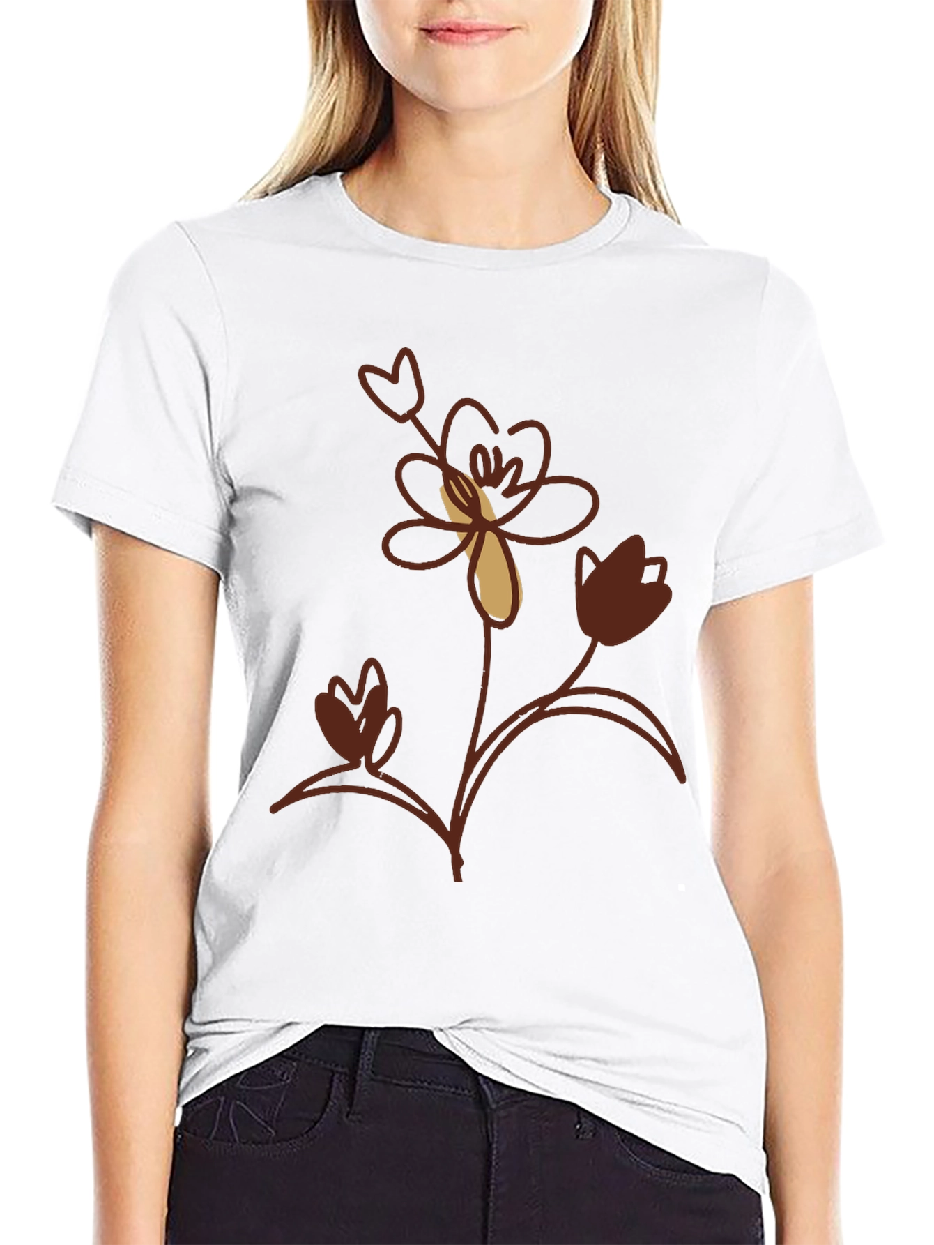 Floral Print Mens Black T-Shirt