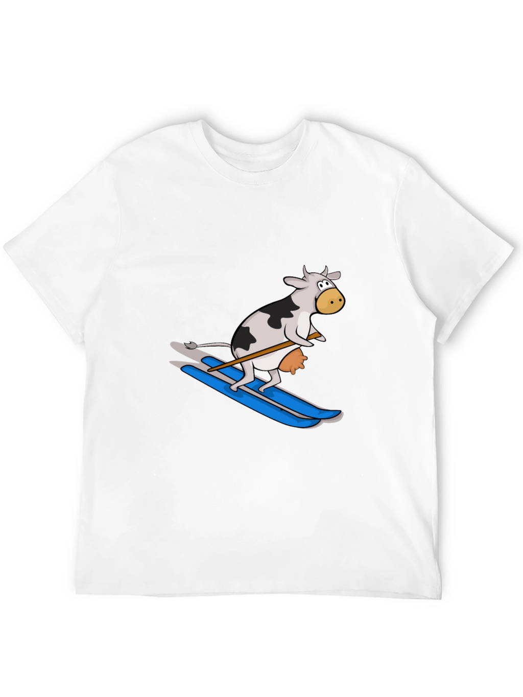 Skiing Cow Graphic Tee - Funny Animal T-Shirt