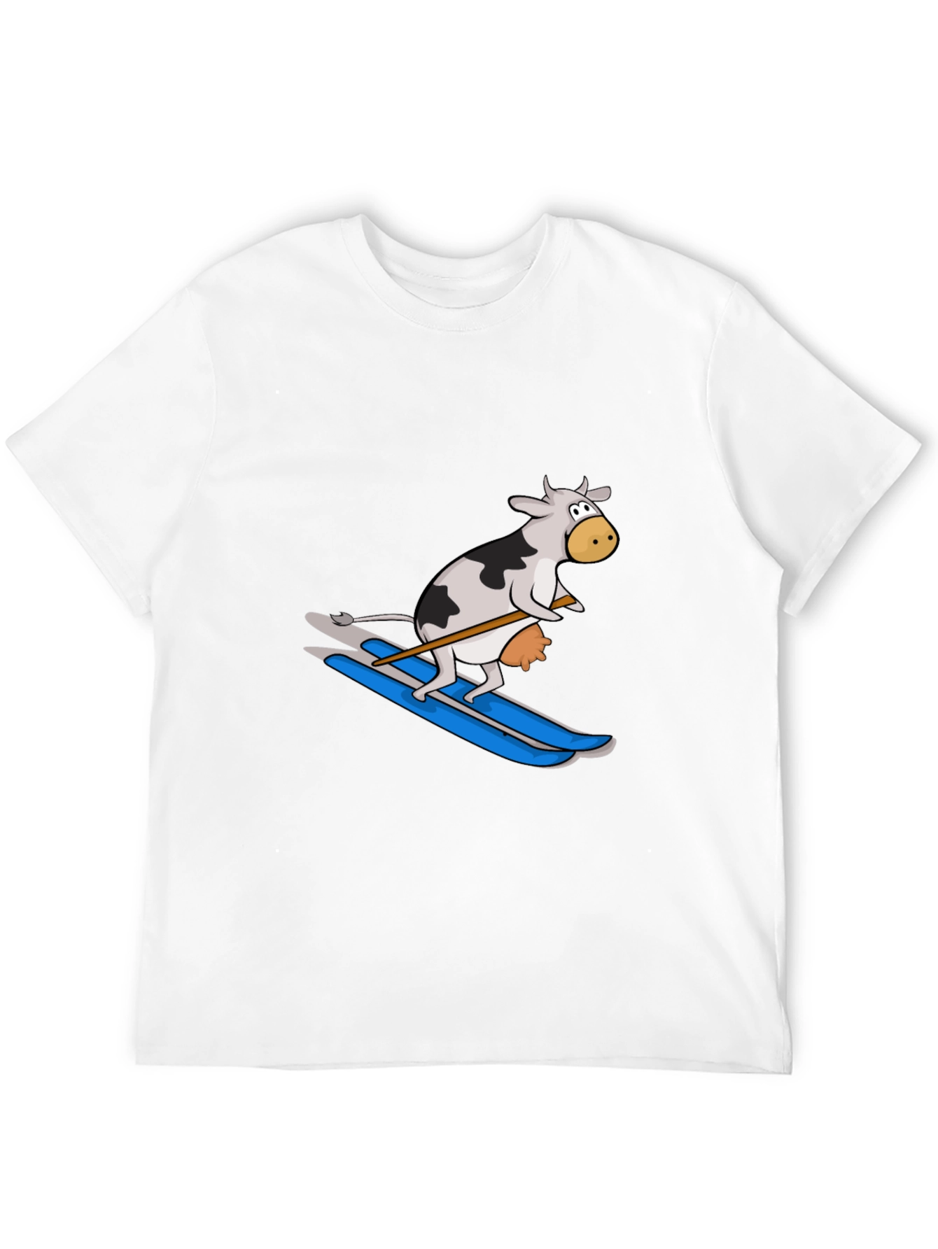 Skiing Cow Graphic Tee - Funny Animal T-Shirt