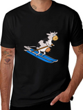 Skiing Cow Graphic Tee - Funny Animal T-Shirt