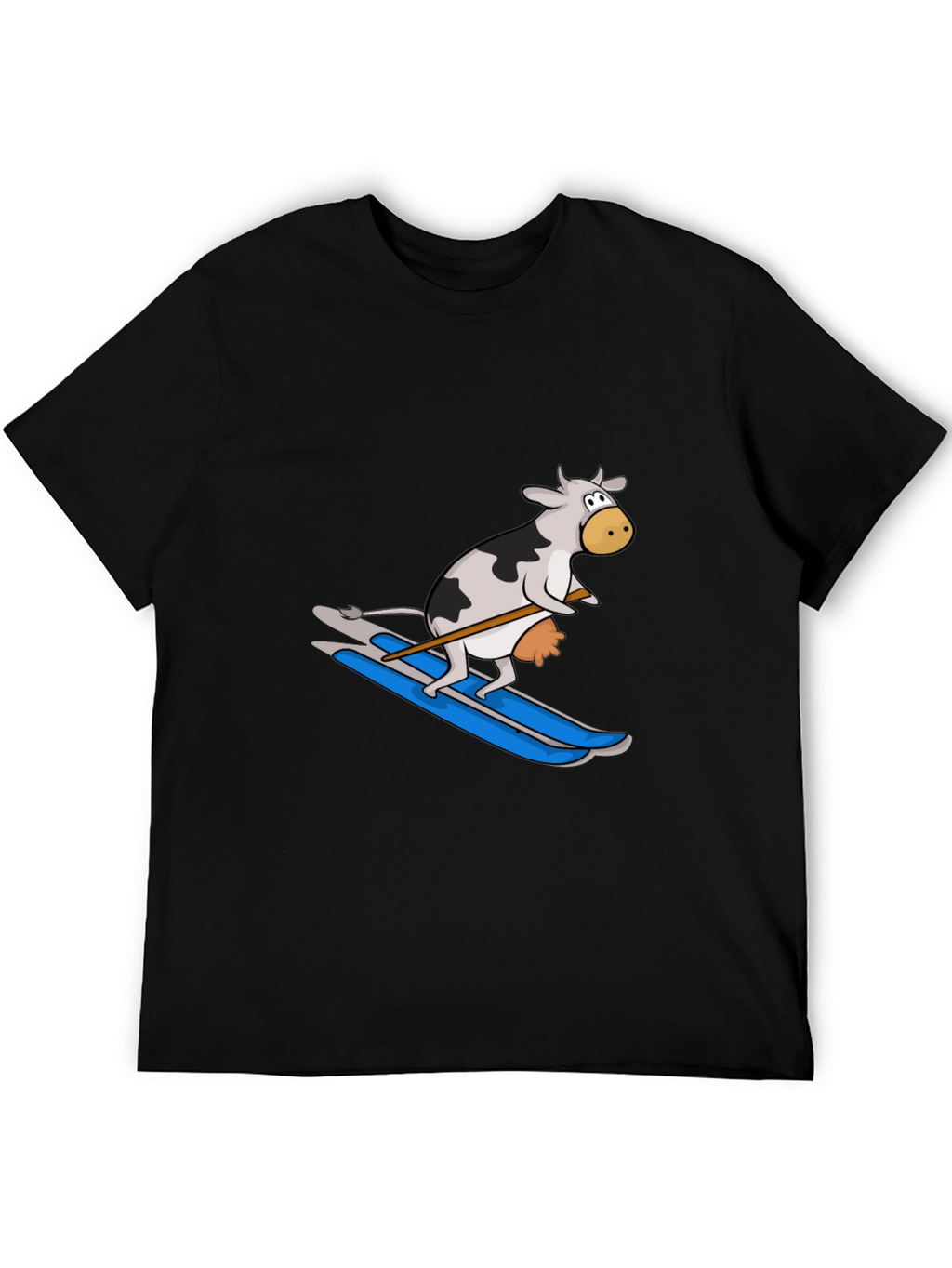 Skiing Cow Graphic Tee - Funny Animal T-Shirt