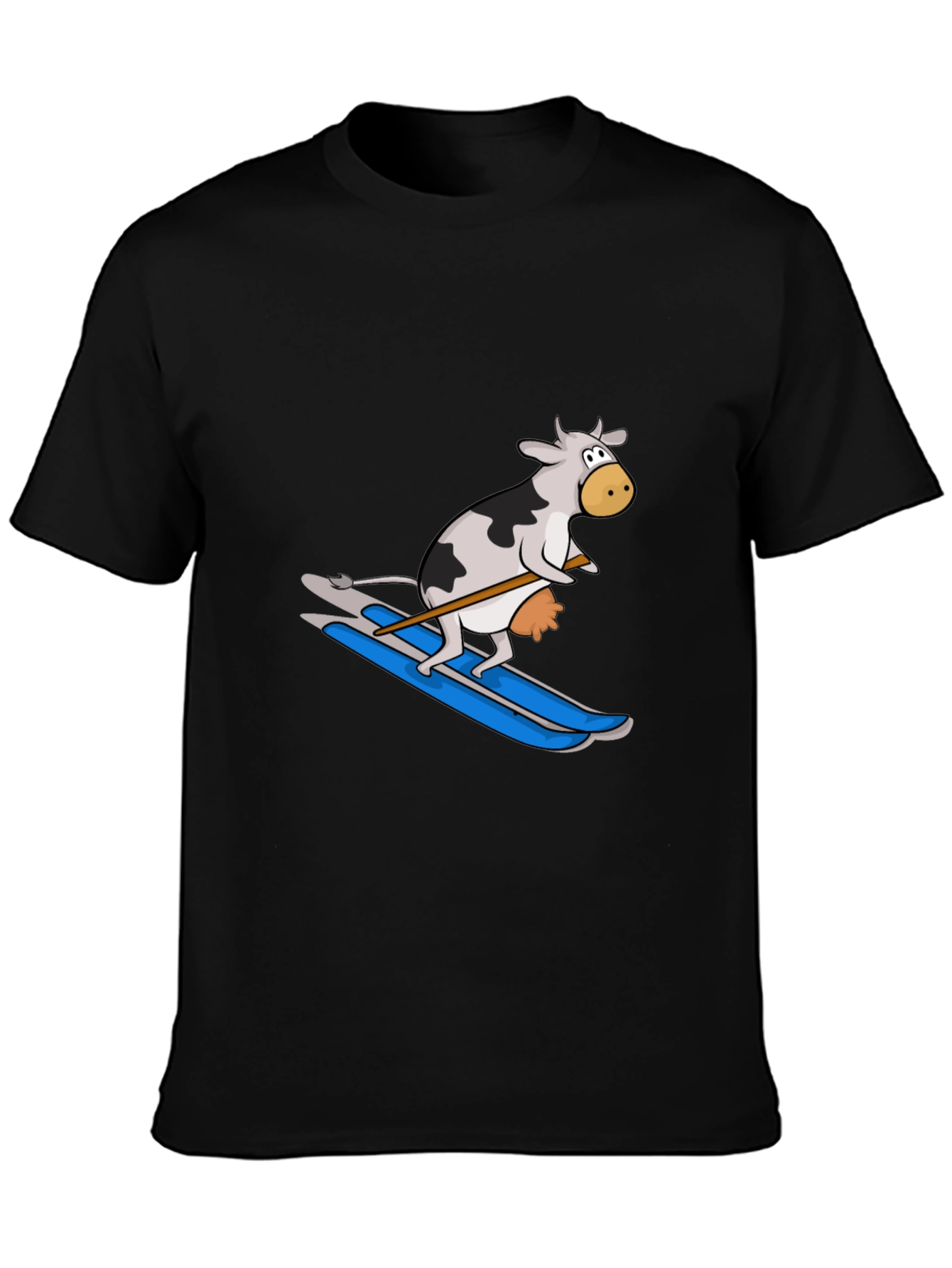 Skiing Cow Graphic Tee - Funny Animal T-Shirt