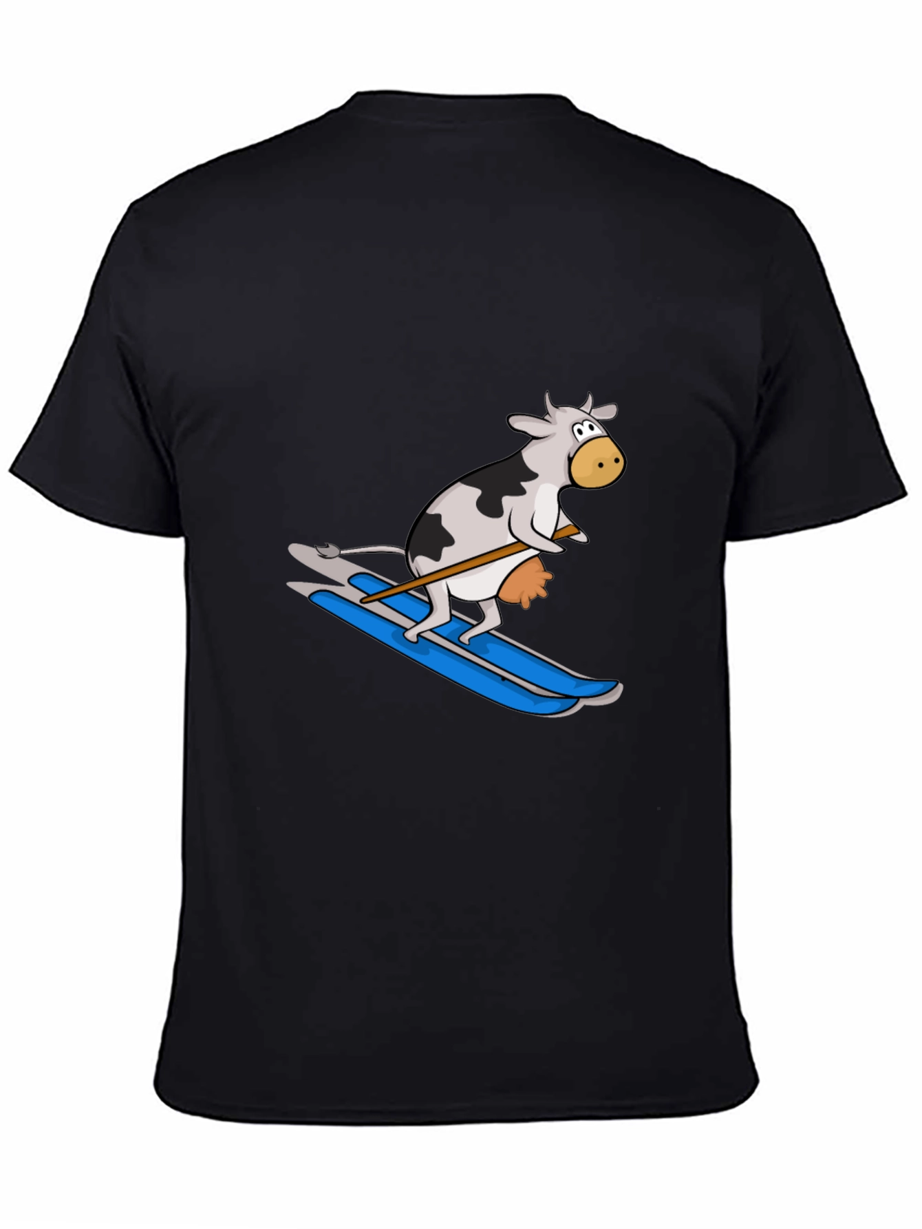 Skiing Cow Graphic Tee - Funny Animal T-Shirt