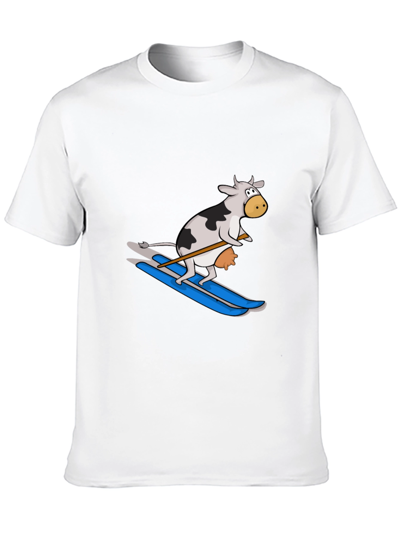 Skiing Cow Graphic Tee - Funny Animal T-Shirt