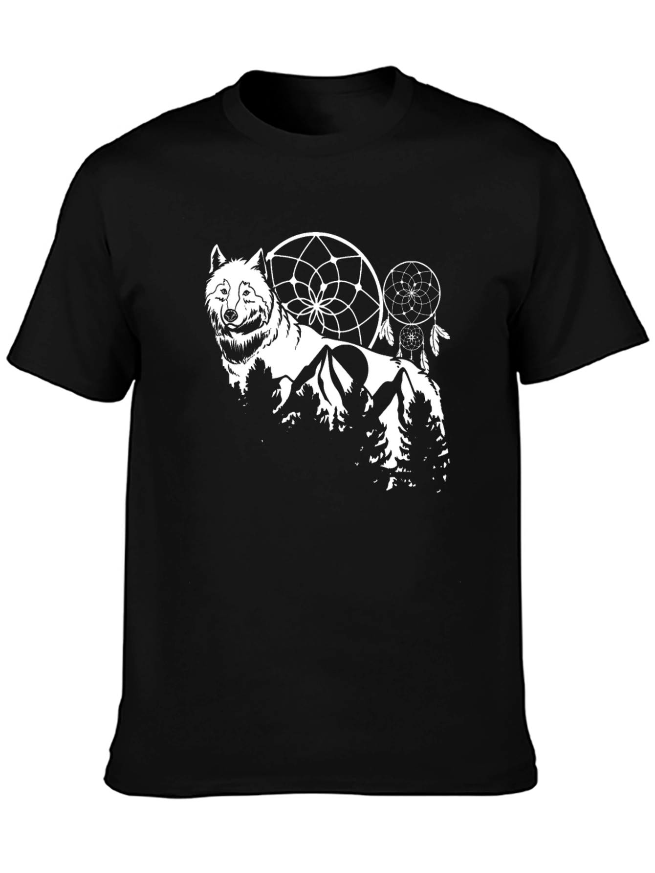 Wolf Dreamcatcher Graphic Tee - Black