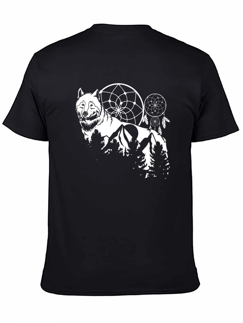 Wolf Dreamcatcher Graphic Tee - Black