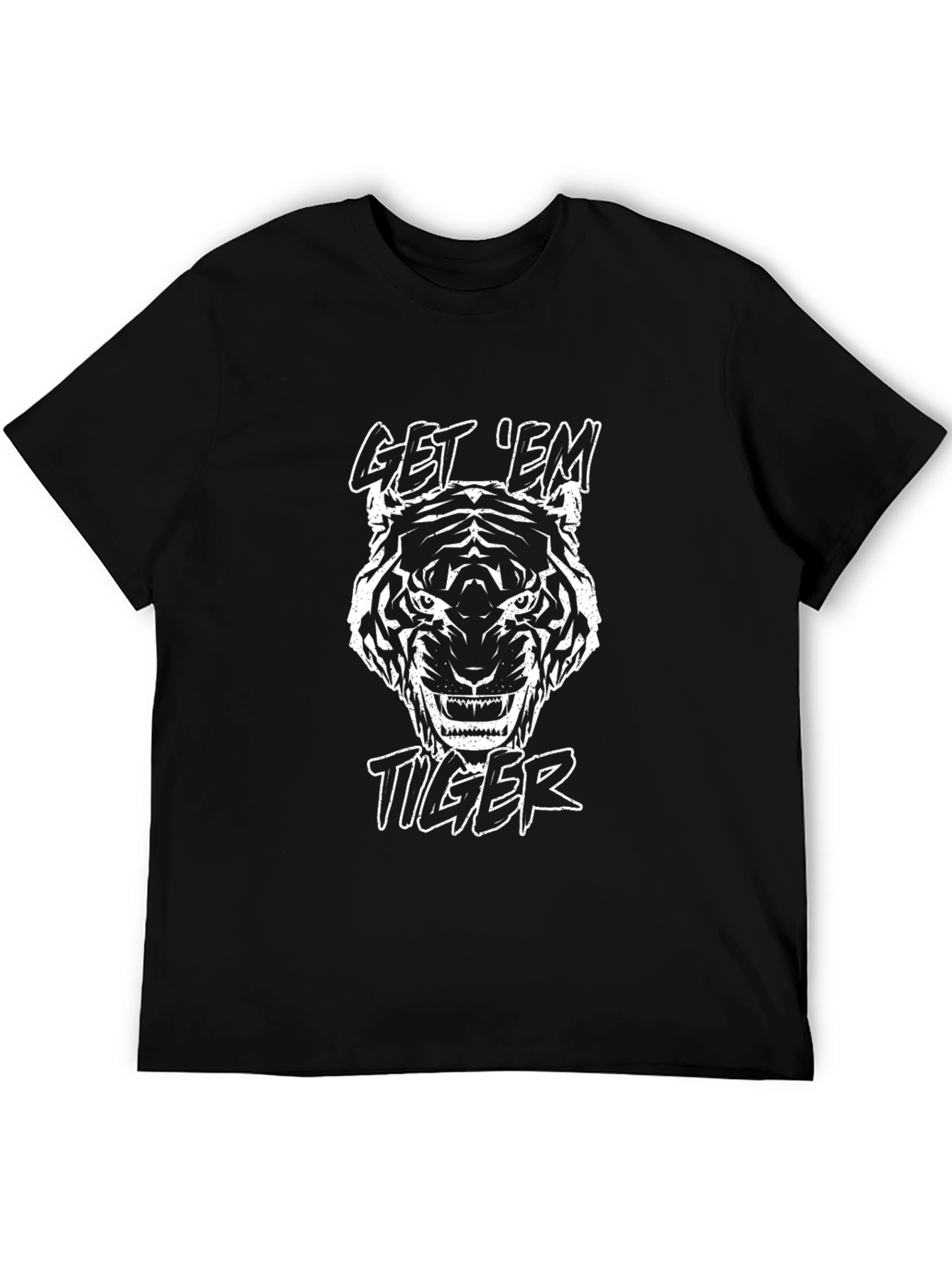 Get Em Tiger Graphic T-Shirt - Classic Black Cotton Tee