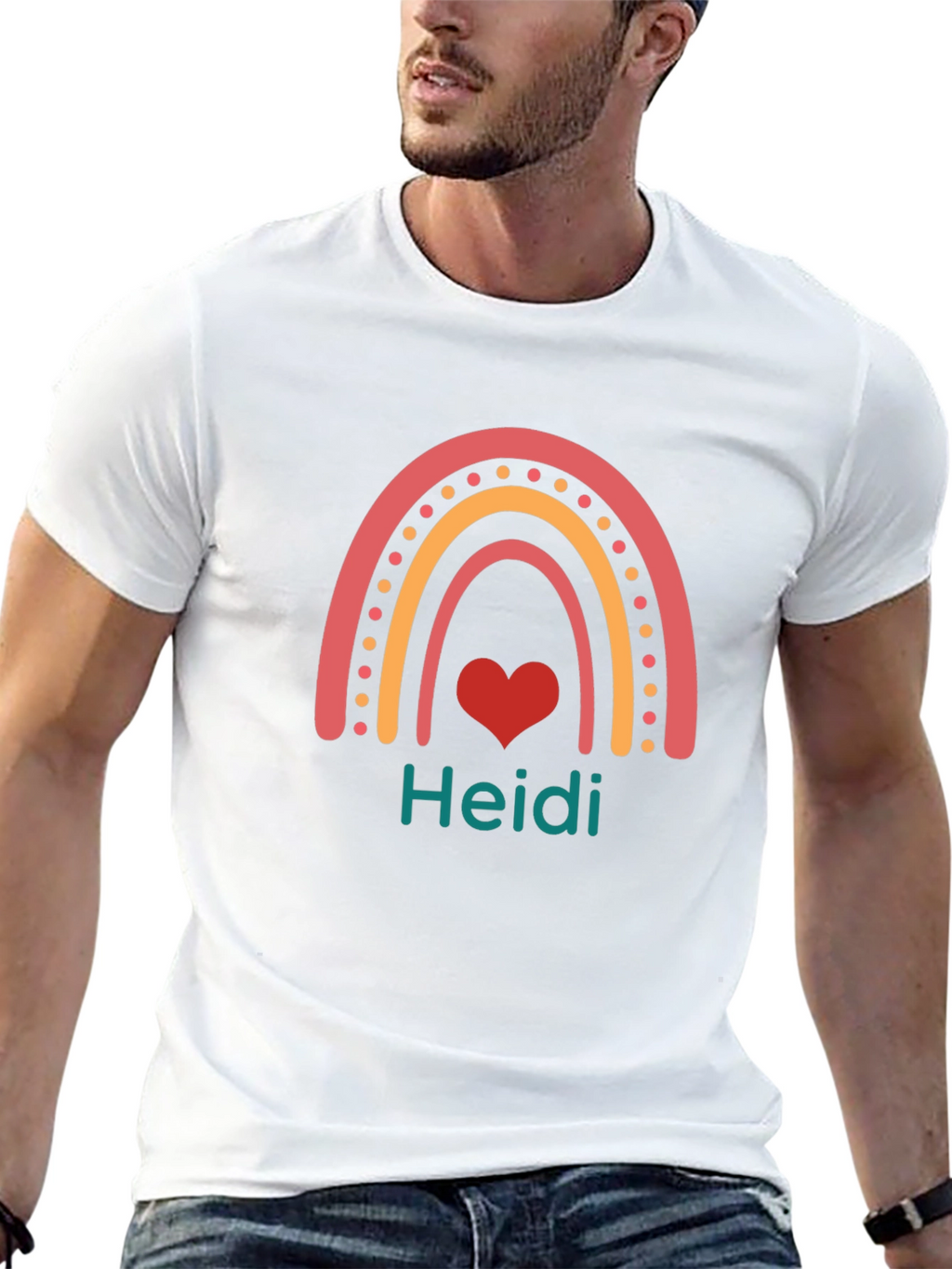Personalized Heidi Rainbow Heart T-Shirt