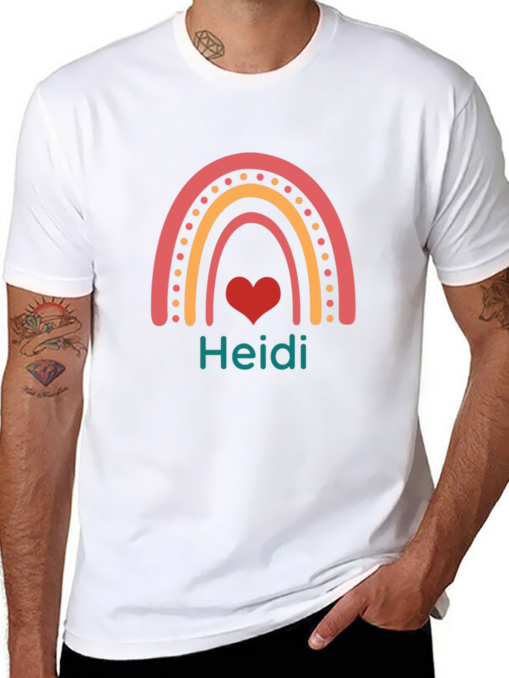 Personalized Heidi Rainbow Heart T-Shirt