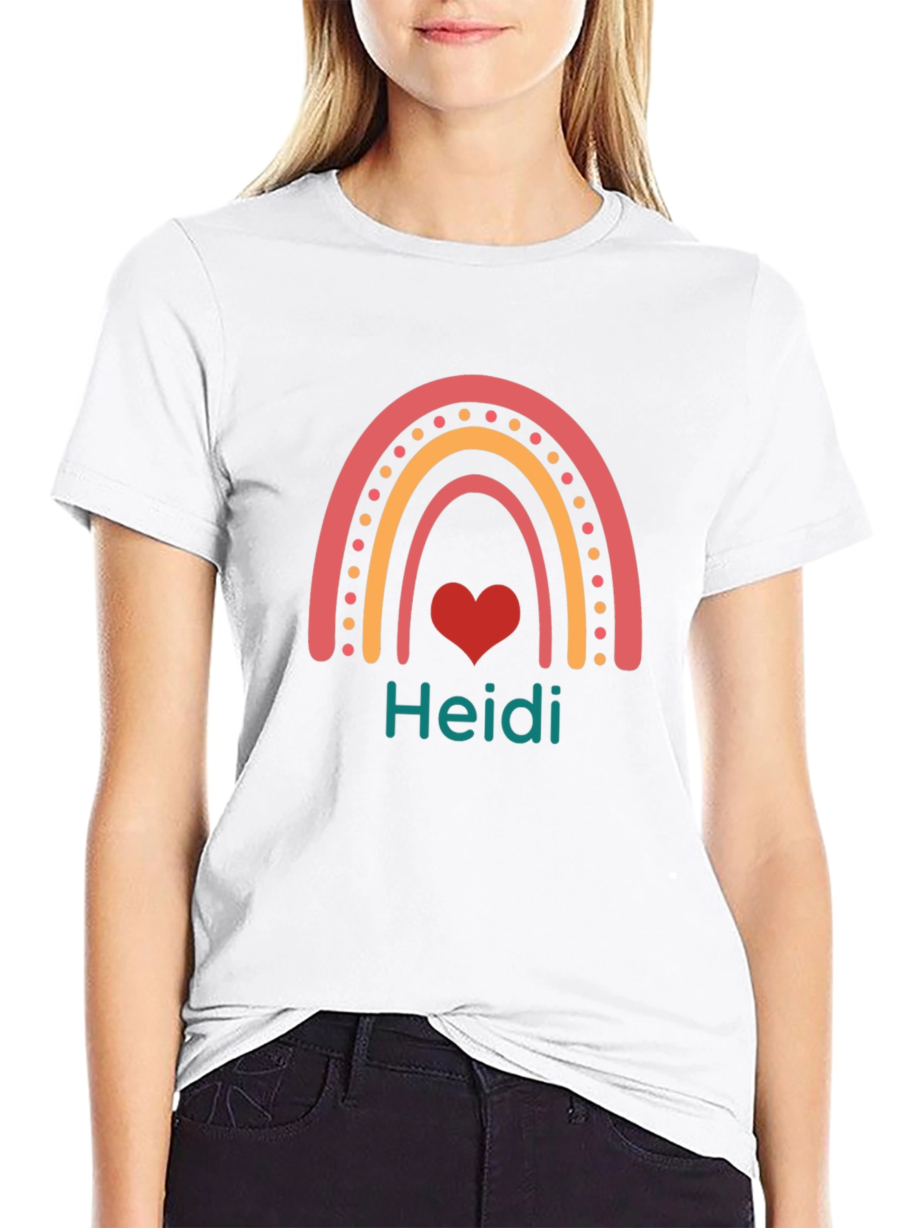 Personalized Heidi Rainbow Heart T-Shirt