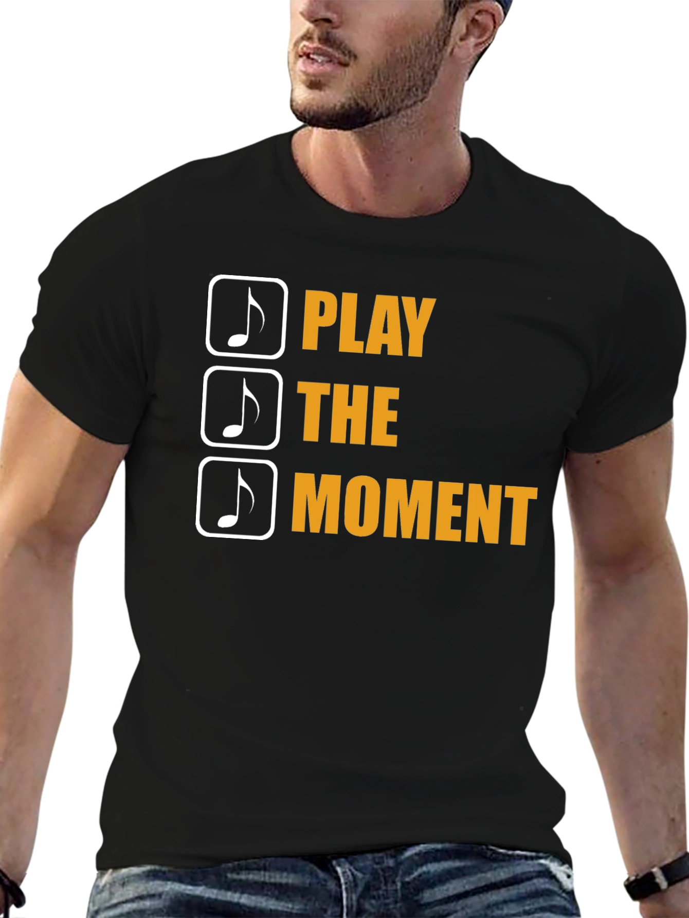 Play the Moment Graphic Tee - Black Cotton T-Shirt