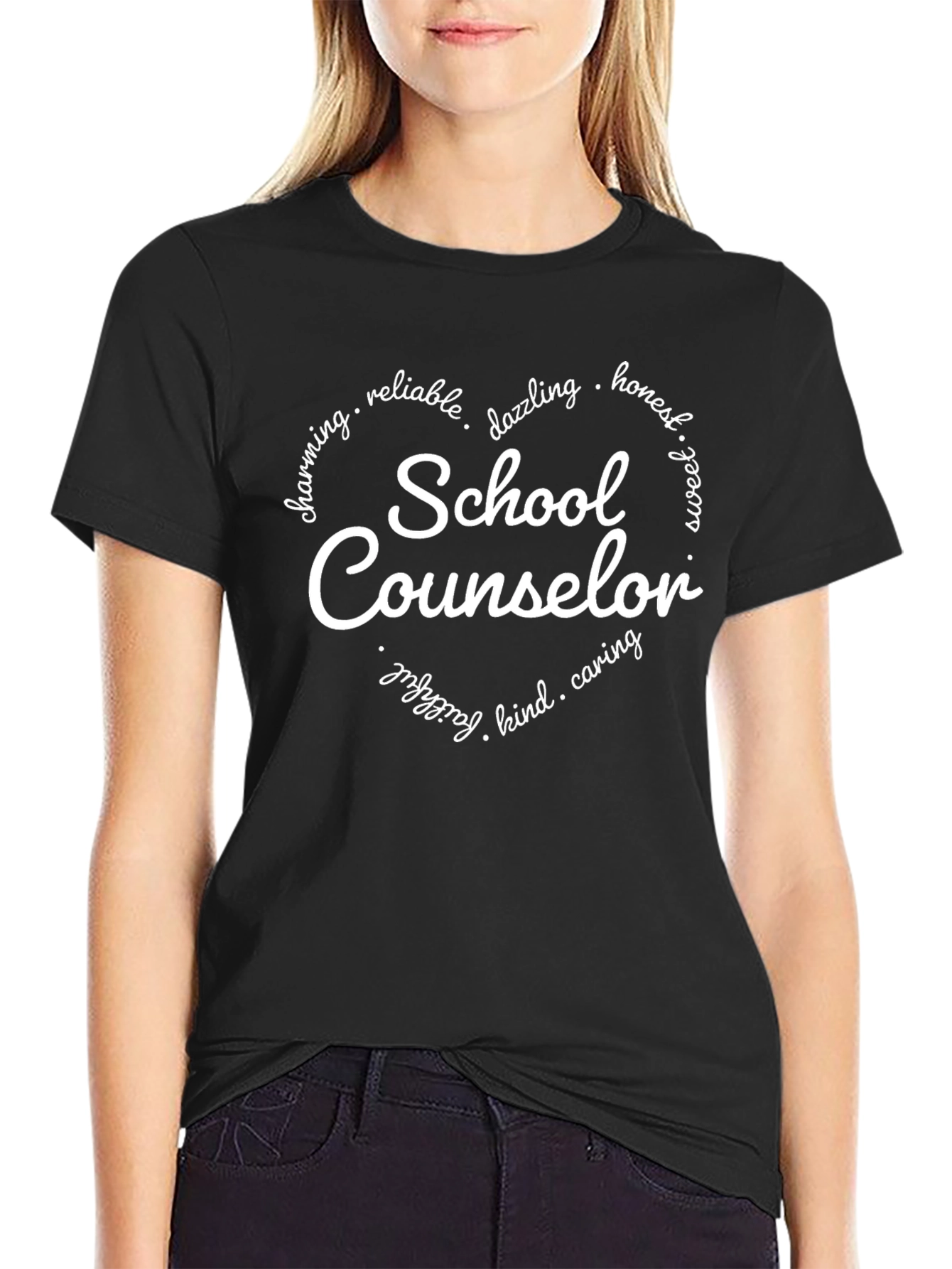 School Counselor Heart T-Shirt - Charming Kind and Caring