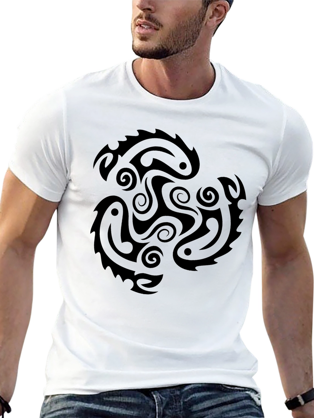 Mens Black Tribal Graphic T-Shirt