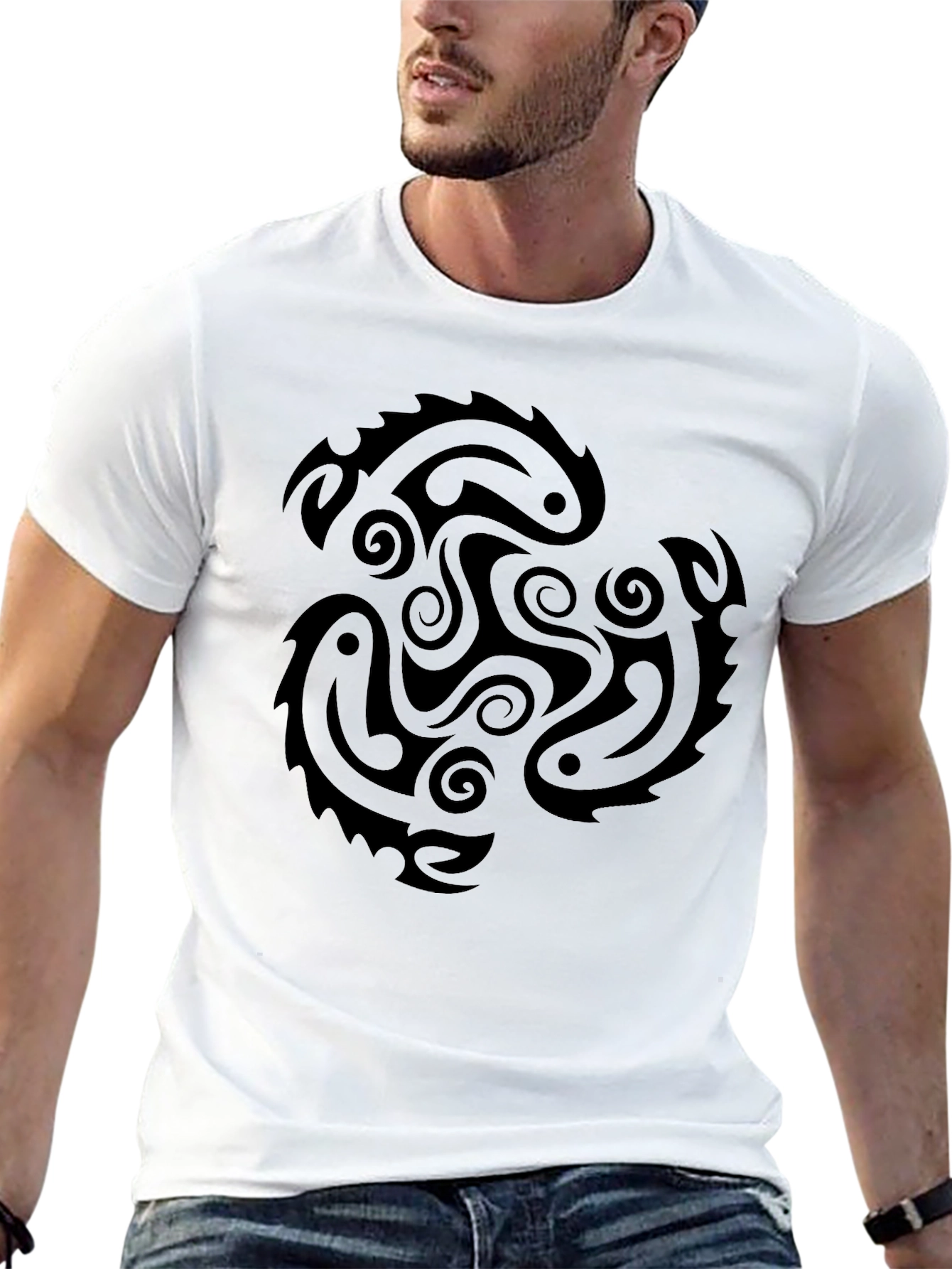 Mens Black Tribal Graphic T-Shirt