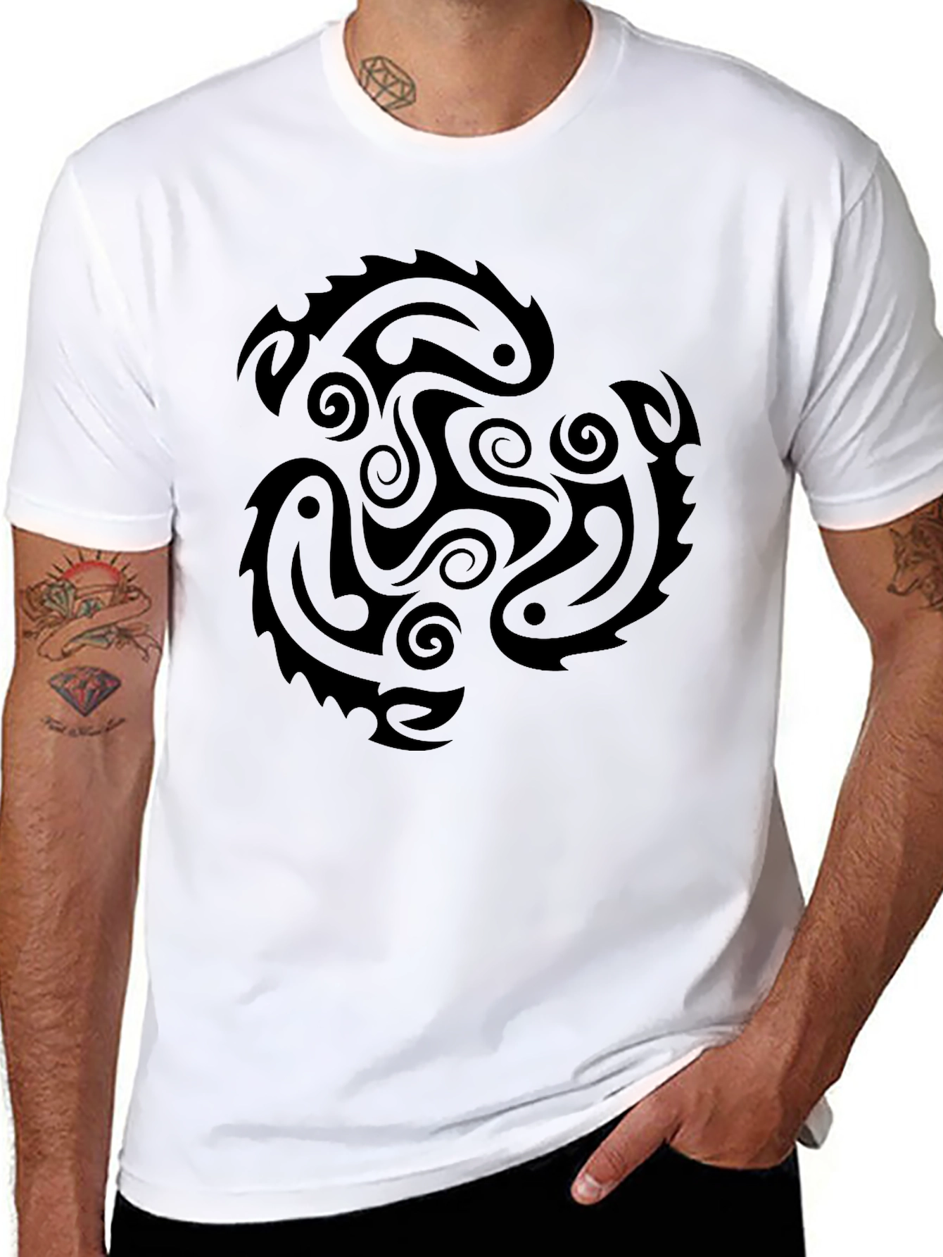 Mens Black Tribal Graphic T-Shirt
