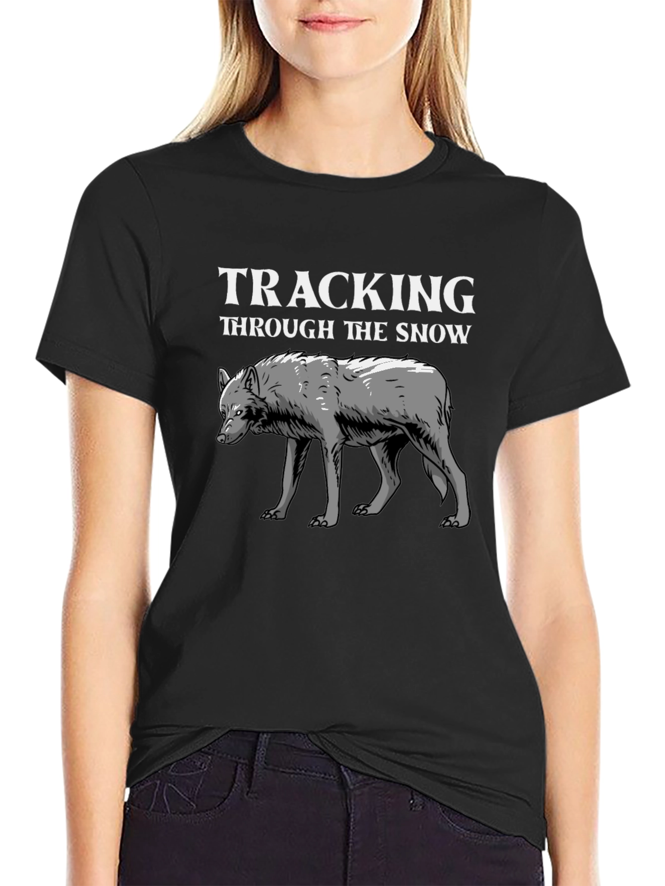 Tracking Through the Snow Wolf Graphic Tee